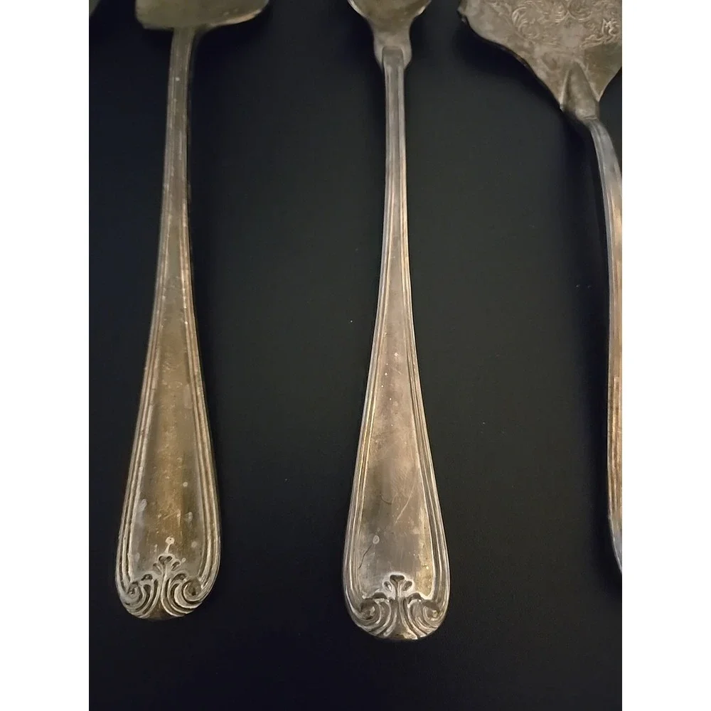 Unknown‎ Maker Lot Of 5 Serving Utensils Silver Plated